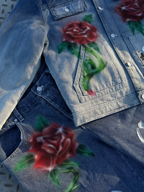 1/1 Roses Ombré Denim Jacket and Jeans