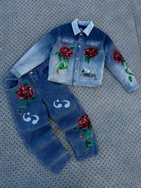 1/1 Roses Ombré Denim Jacket and Jeans