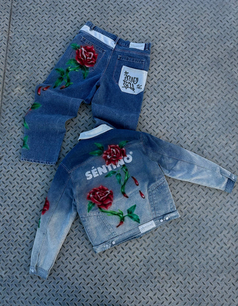 1/1 Roses Ombré Denim Jacket and Jeans